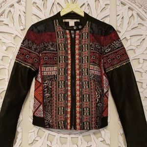 Chelsea & Violet | Embroidered leather jacket